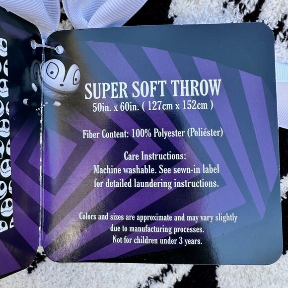 Disney Jack Skellington Plush Throw Blanket 50"x70" Plush 30th Anniversary NWT - Picture 10 of 15